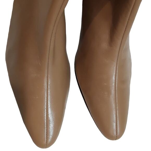NWOB Genuine Leather Colin Stuart Tan Boots With Block Heel Pointed Toe 9.5 - Picture 2 of 4